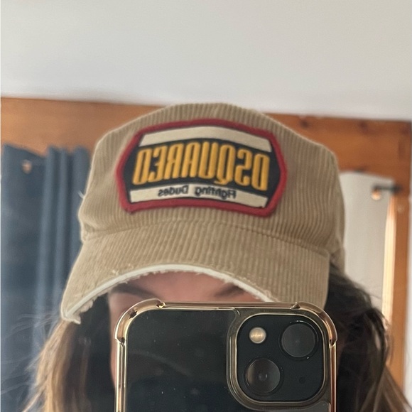 Dsquared2 Fighting Dudes Tan Beige Corduroy Baseball Cap - Picture 4 of 4
